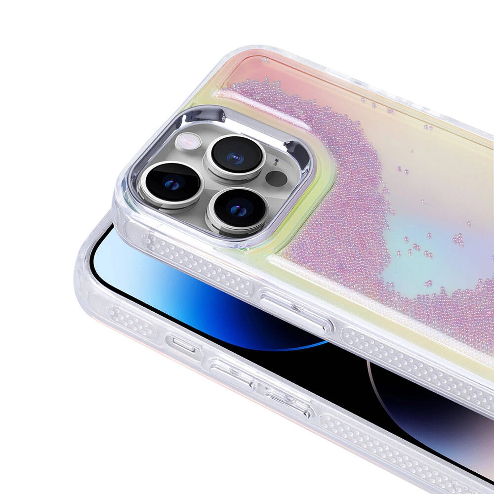 iPhone Uyumlu 14 Pro Max Kılıf Airbagli Renkli Arka Yüzey Boncuk Tasarımlı Zore Kumul Kapak