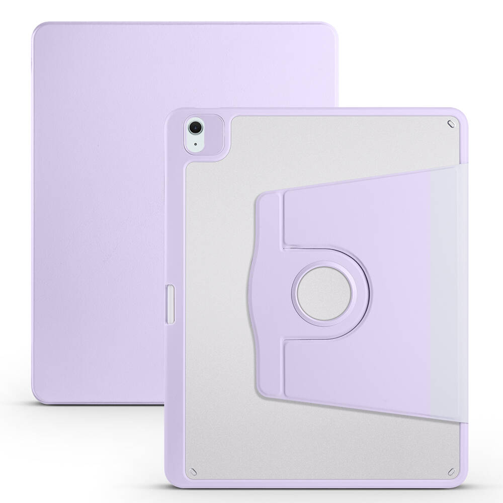 iPad Uyumlu Pro 12.9 2022 M2 Kılıf Zore Termik Kalem Bölmeli Dönebilen Standlı Kılıf-Lila
