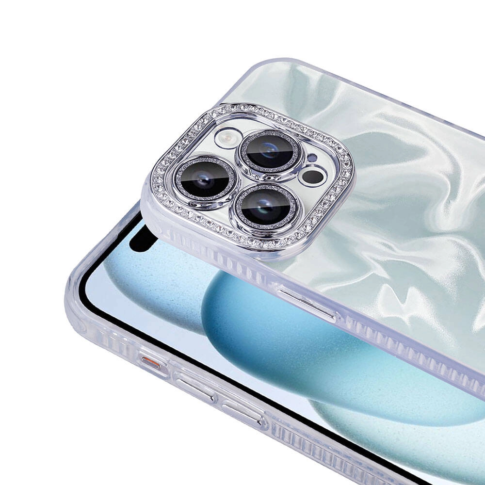 iPhone Uyumlu 15 Pro Max Kılıf Airbagli Parlak Taş Detay Tasarımlı Zore Esila Kapak