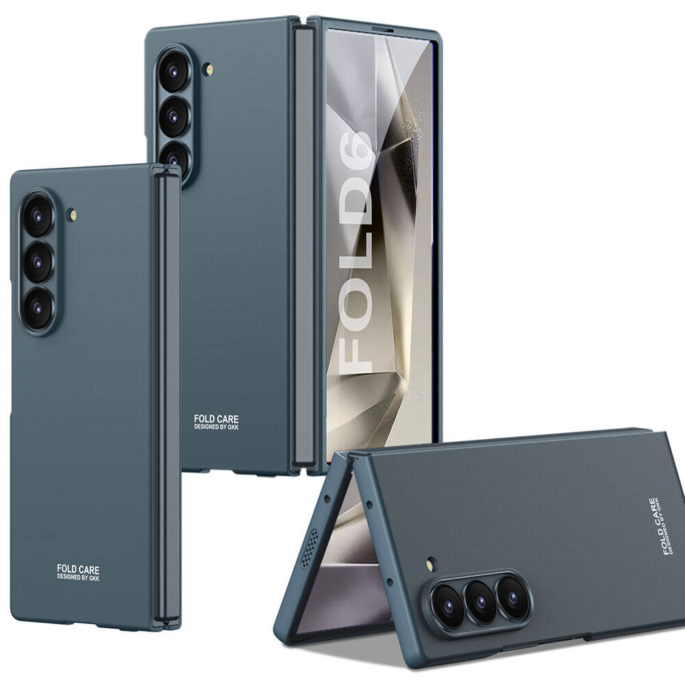 Galaxy Uyumlu Z Fold 6 Kılıf Zore Sert Kıpta Kapak-Mavi