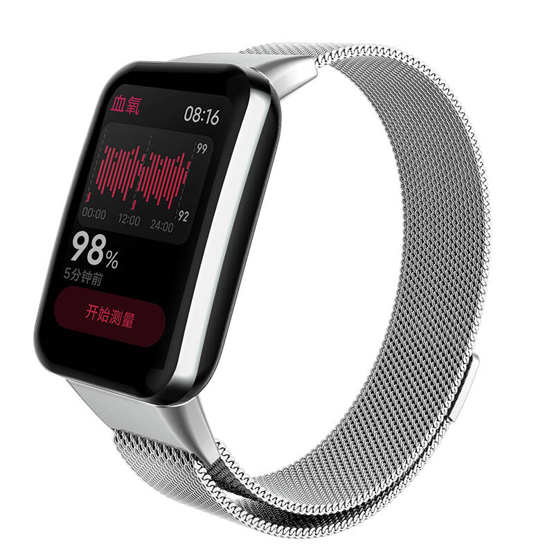 Xiaomi Uyumlu  Mi Band 7 Pro Zore KRD-01 Metal Kordon-Gümüş
