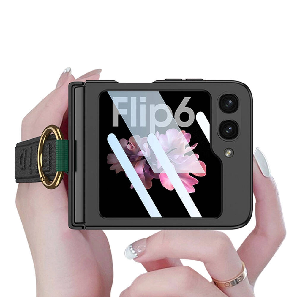 Galaxy Uyumlu Z Flip 6 Kılıf Kamera Korumalı Yüzüklü Zore Flip Ring Kıpta Kapak