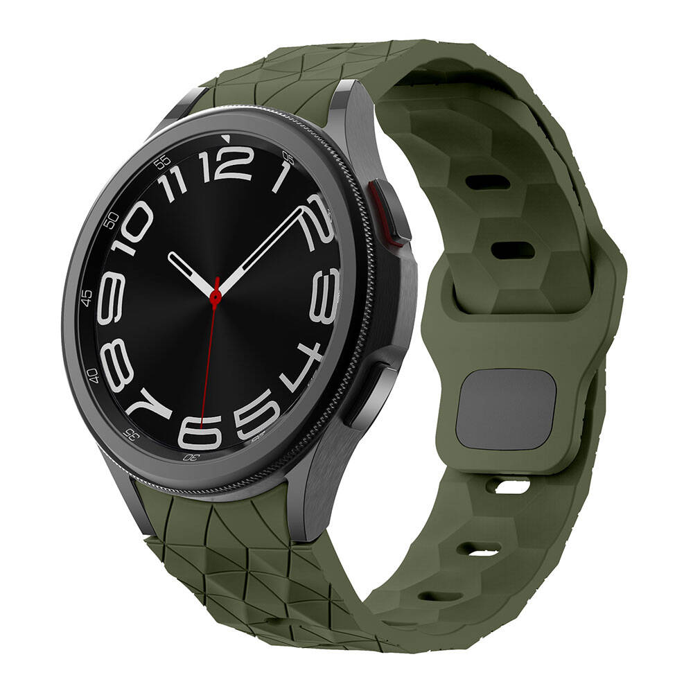 Galaxy Uyumlu Watch 5 Pro 45mm Zore KRD-116 20mm Futbol Desenli Spor Tasarımlı Silikon Kordon-Koyu yeşil