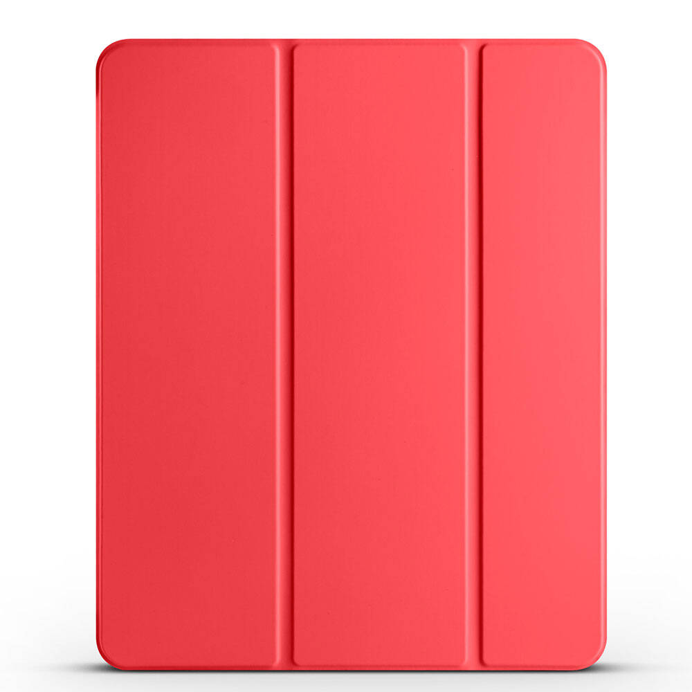 iPad Uyumlu Air 10.9 2020 (4.Nesil) Zore Smart Cover Kalem Bölmeli Standlı 1-1 Kılıf-Kırmızı