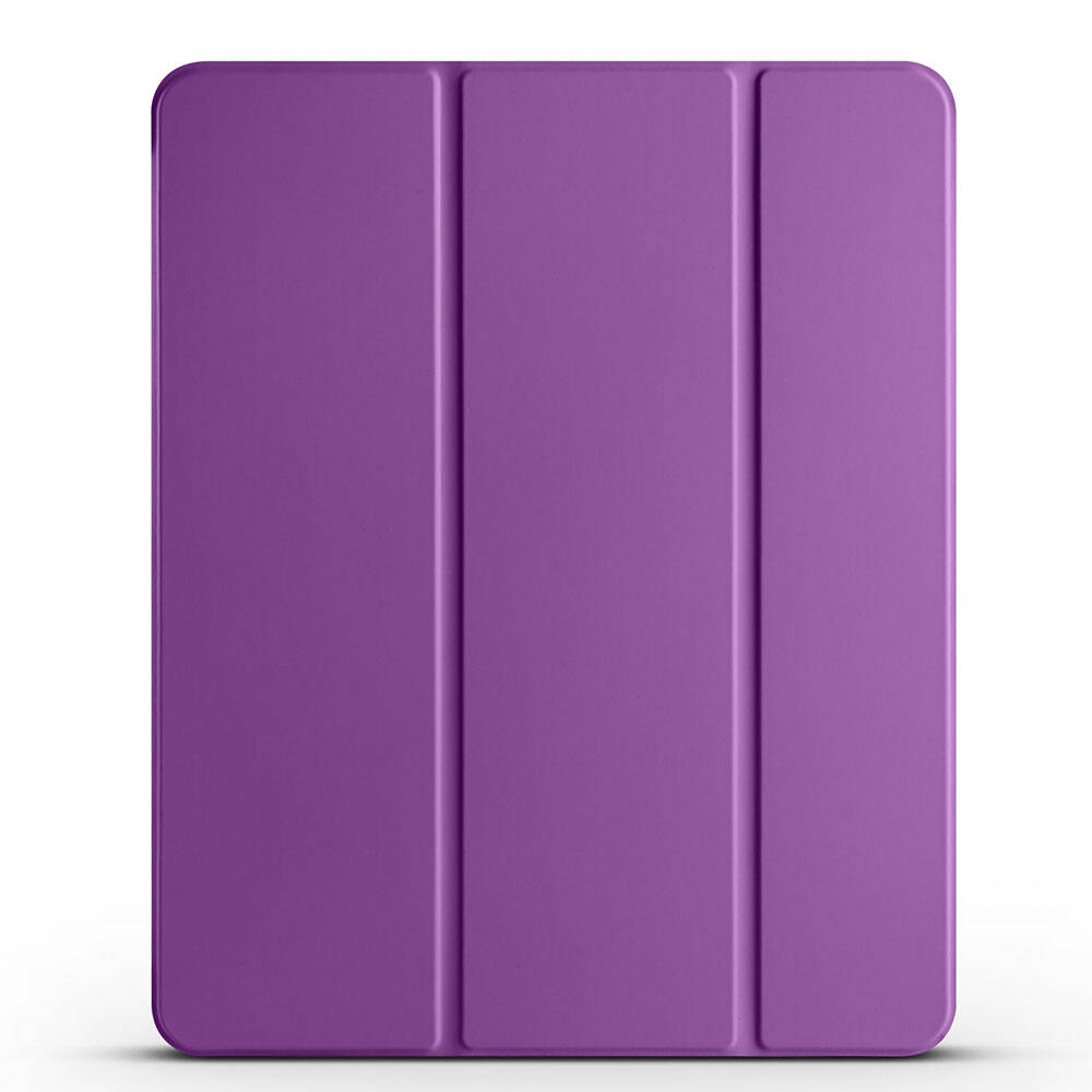 iPad Uyumlu Air 10.9 2022 (5.Nesil) Zore Smart Cover Kalem Bölmeli Standlı 1-1 Kılıf-Mor
