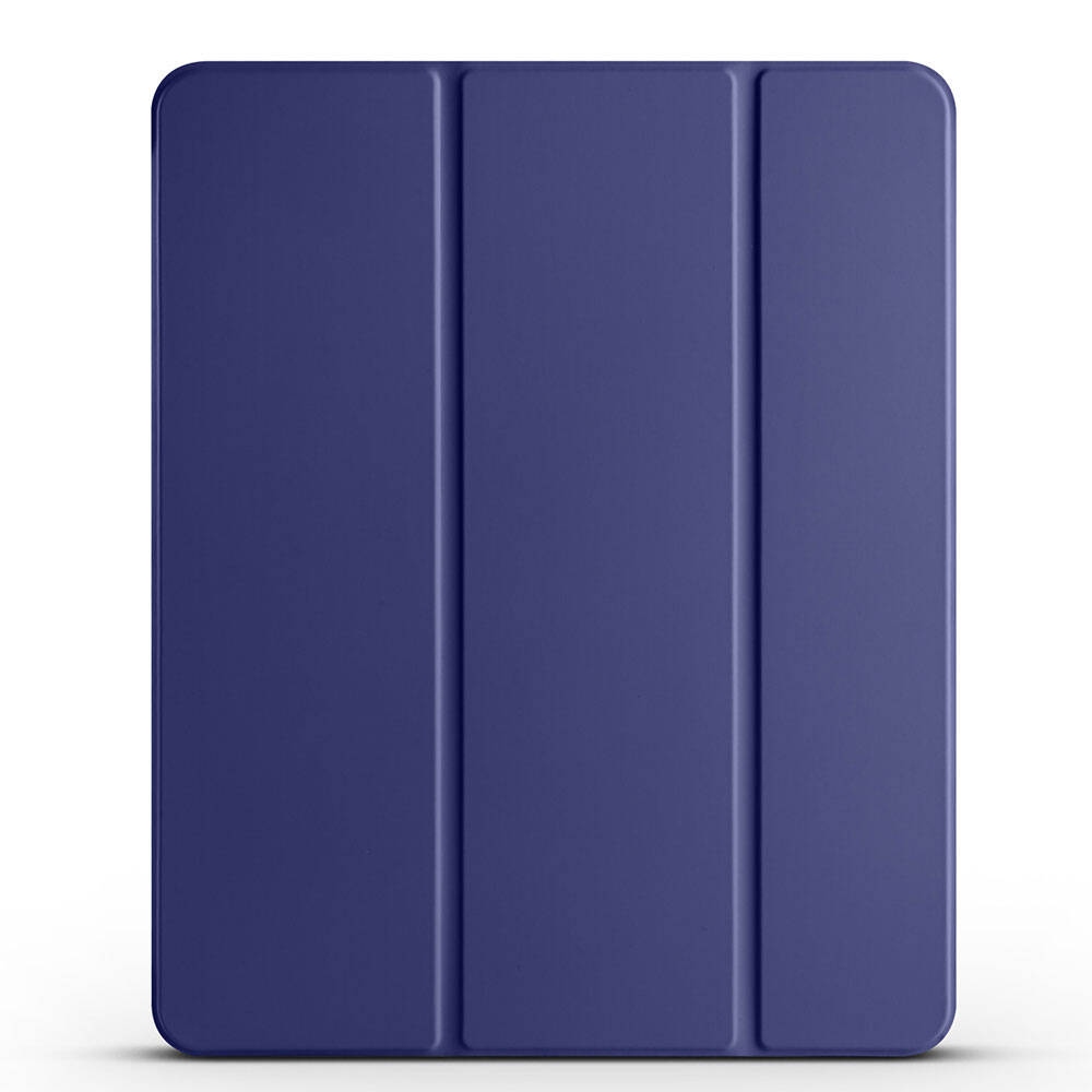 iPad Uyumlu Pro 12.9 2020 (4.Nesil) Zore Smart Cover Kalem Bölmeli Standlı 1-1 Kılıf-Lacivert
