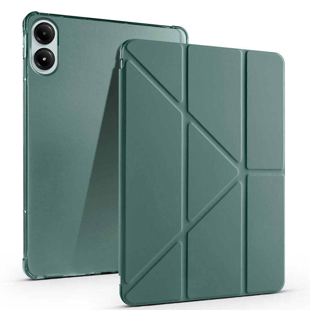 Xiaomi Uyumlu  Redmi Pad Pro Kılıf Zore Tri Folding Kalem Bölmeli Standlı Kılıf-Koyu yeşil