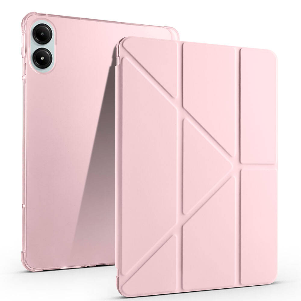 Xiaomi Uyumlu  Poco Pad Kılıf Zore Tri Folding Kalem Bölmeli Standlı Kılıf-Rose gold
