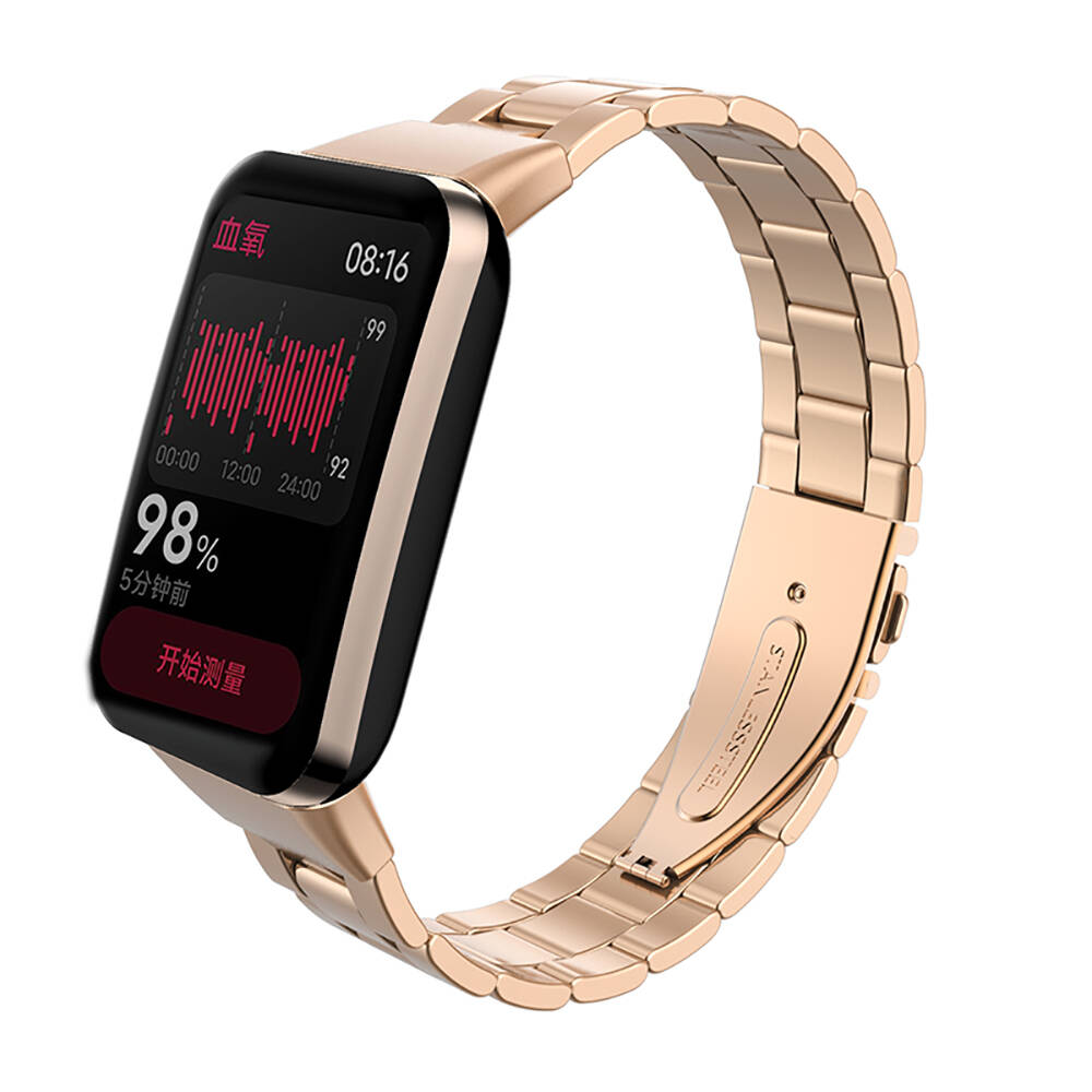 Xiaomi Uyumlu  Mi Band 7 Pro KRD-04 Metal Kordon-Rose gold