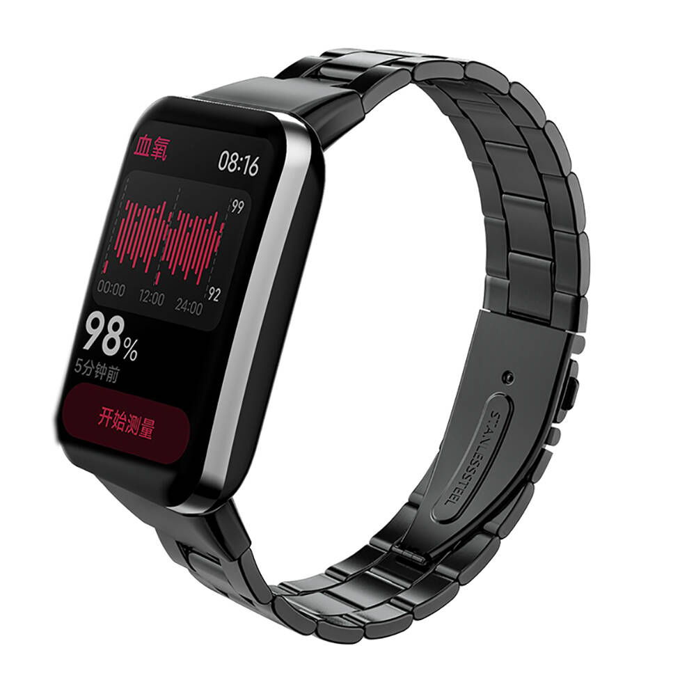 Xiaomi Uyumlu  Mi Band 7 Pro KRD-04 Metal Kordon-Siyah