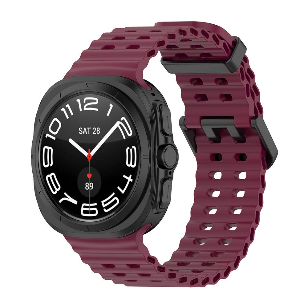 Galaxy Uyumlu Watch Ultra 47mm Zore KRD-118 Tırtıklı Tasarım Silikon Kordon-Pembe