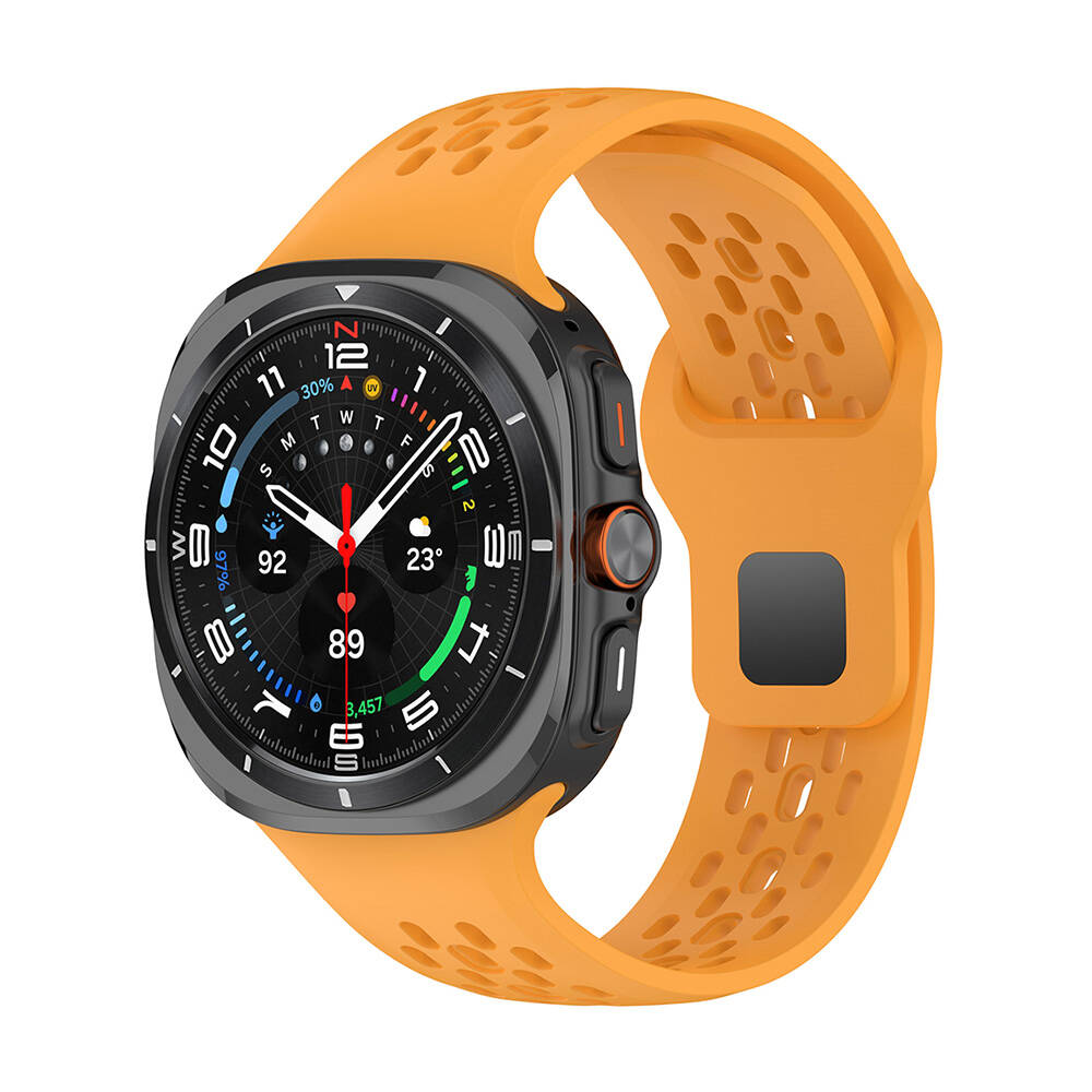 Galaxy Uyumlu Watch Ultra 47mm Zore KRD-119 Delikli Tasarım Silikon Kordon-Sarı