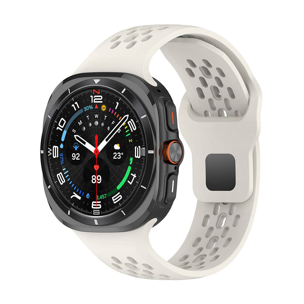 Galaxy Uyumlu Watch Ultra 47mm Zore KRD-119 Delikli Tasarım Silikon Kordon-Starlight