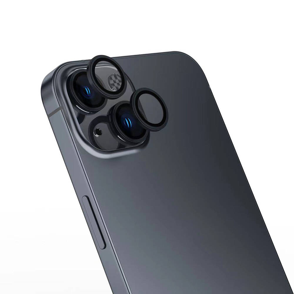iPhone Uyumlu 16 Zore Safir CL-15 Parmak İzi Bırakmayan Anti-Reflective Kamera Lens Koruyucu-Siyah