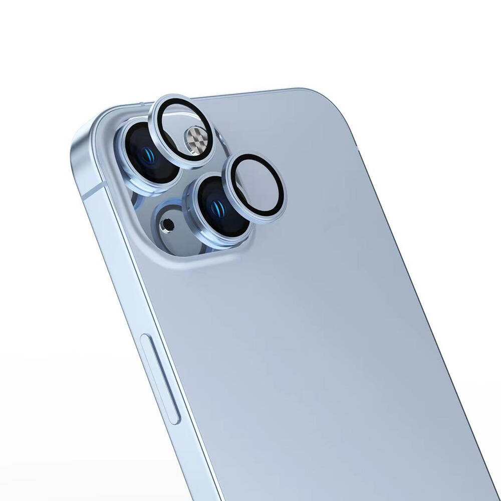 iPhone Uyumlu 16 Plus Zore Safir CL-15 Parmak İzi Bırakmayan Anti-Reflective Kamera Lens Koruyucu-Mavi