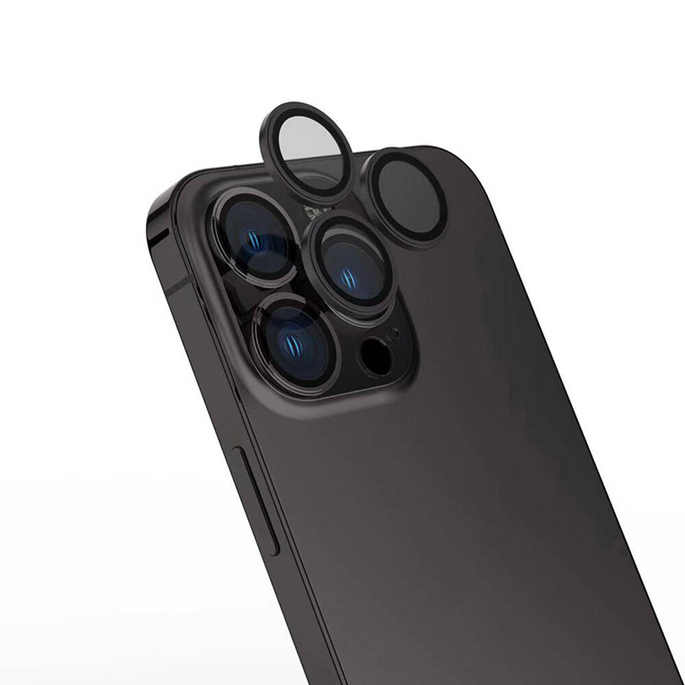 iPhone Uyumlu 16 Pro Zore Safir CL-15 Parmak İzi Bırakmayan Anti-Reflective Kamera Lens Koruyucu-Gri