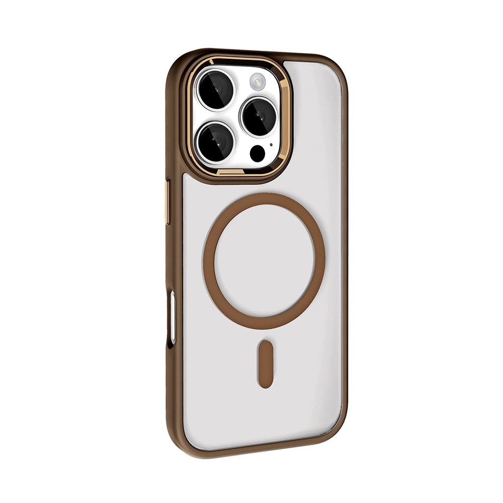 iPhone Uyumlu 16 Pro Max Kılıf Wireless Şarj Özellikli Zore Krom M-safe Silikon Kapak