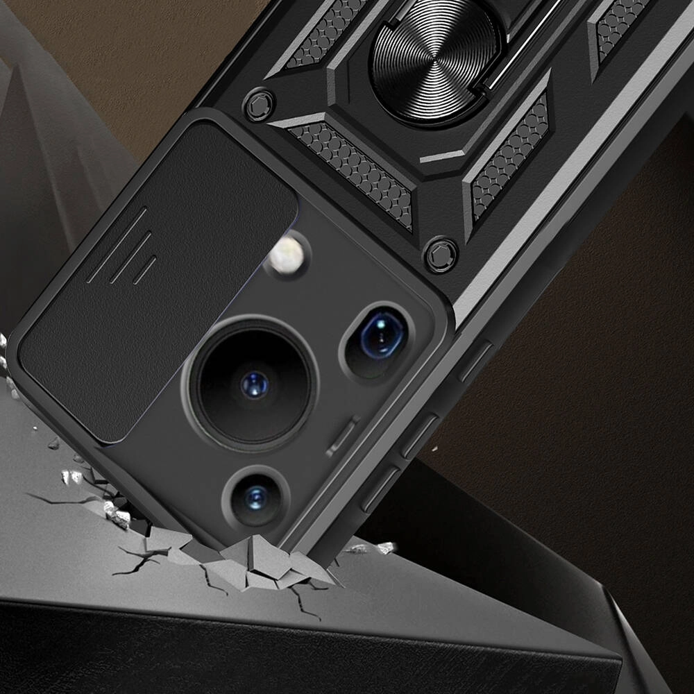 Huawei Uyumlu Pura 70 Ultra Kılıf Magnetik Standlı Kamera Korumalı Zore Sürgülü Vega Kapak