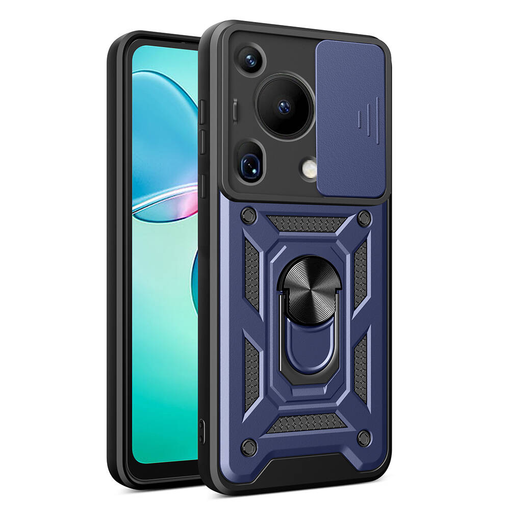 Huawei Uyumlu Pura 70 Ultra Kılıf Magnetik Standlı Kamera Korumalı Zore Sürgülü Vega Kapak