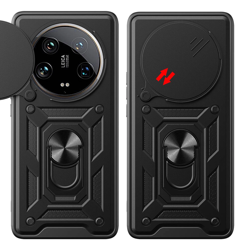 Xiaomi Uyumlu  Mi 14 Ultra Kılıf Magnetik Standlı Kamera Korumalı Zore Sürgülü Vega Kapak