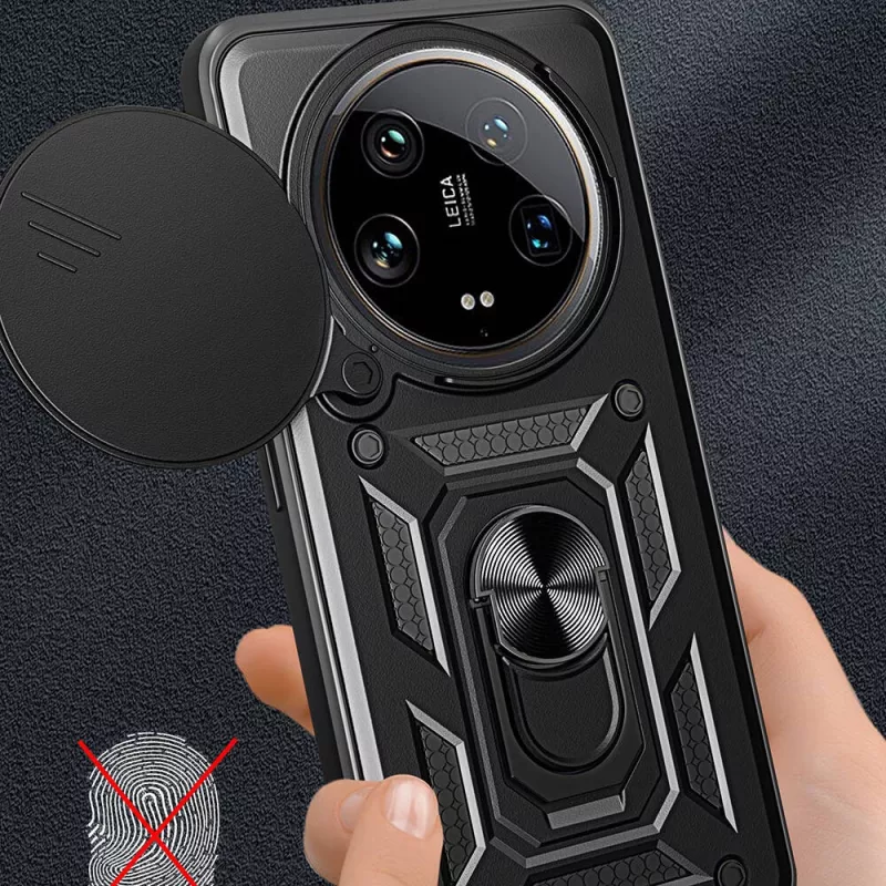 Xiaomi Uyumlu  Mi 14 Ultra Kılıf Magnetik Standlı Kamera Korumalı Zore Sürgülü Vega Kapak