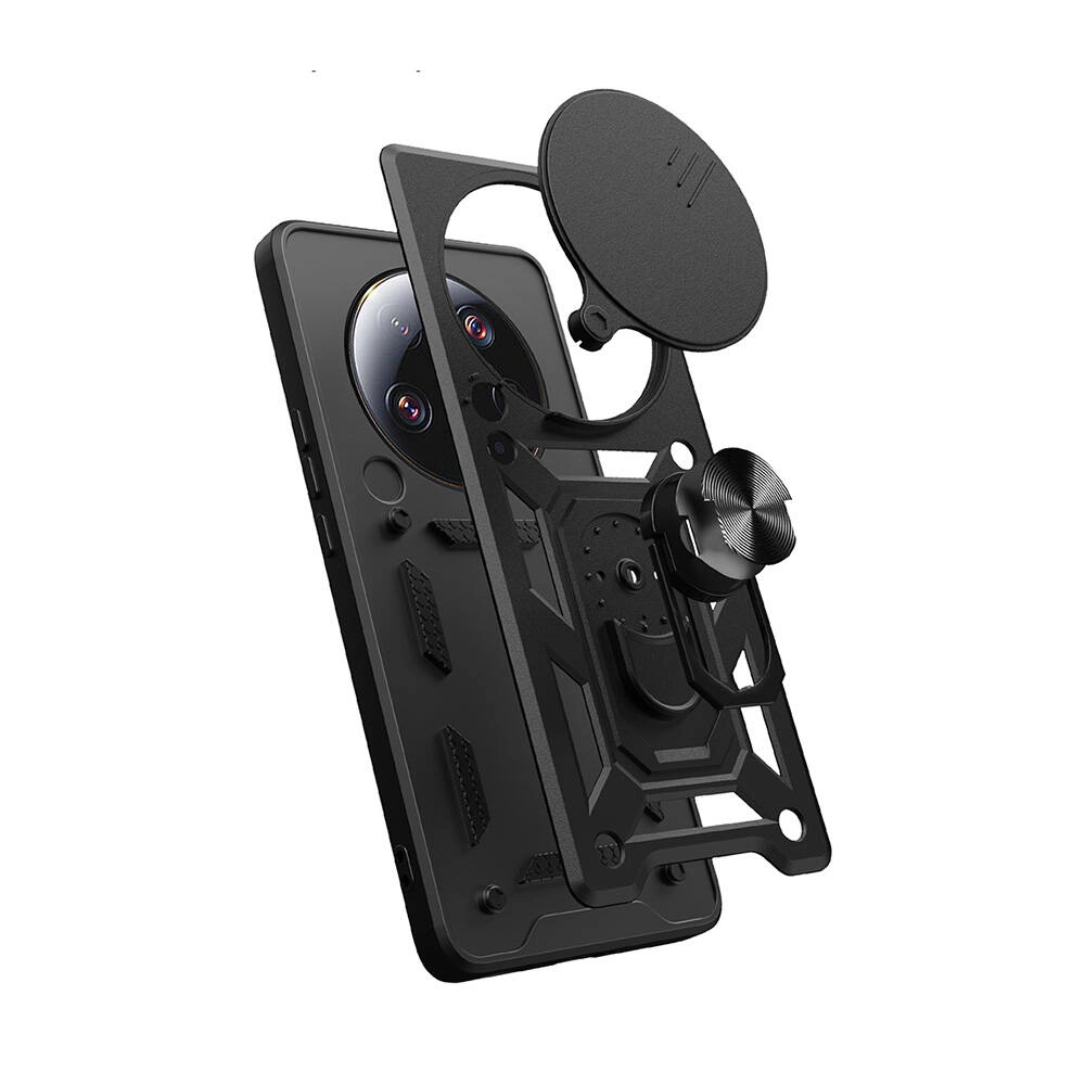 Xiaomi Uyumlu  Mi 13 Ultra Kılıf Magnetik Standlı Kamera Korumalı Zore Sürgülü Vega Kapak