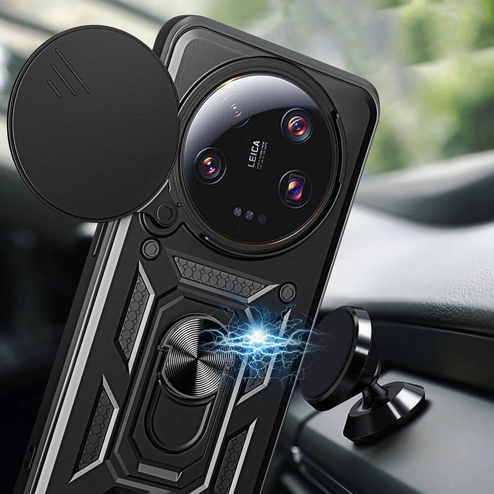Xiaomi Uyumlu  Mi 13 Ultra Kılıf Magnetik Standlı Kamera Korumalı Zore Sürgülü Vega Kapak