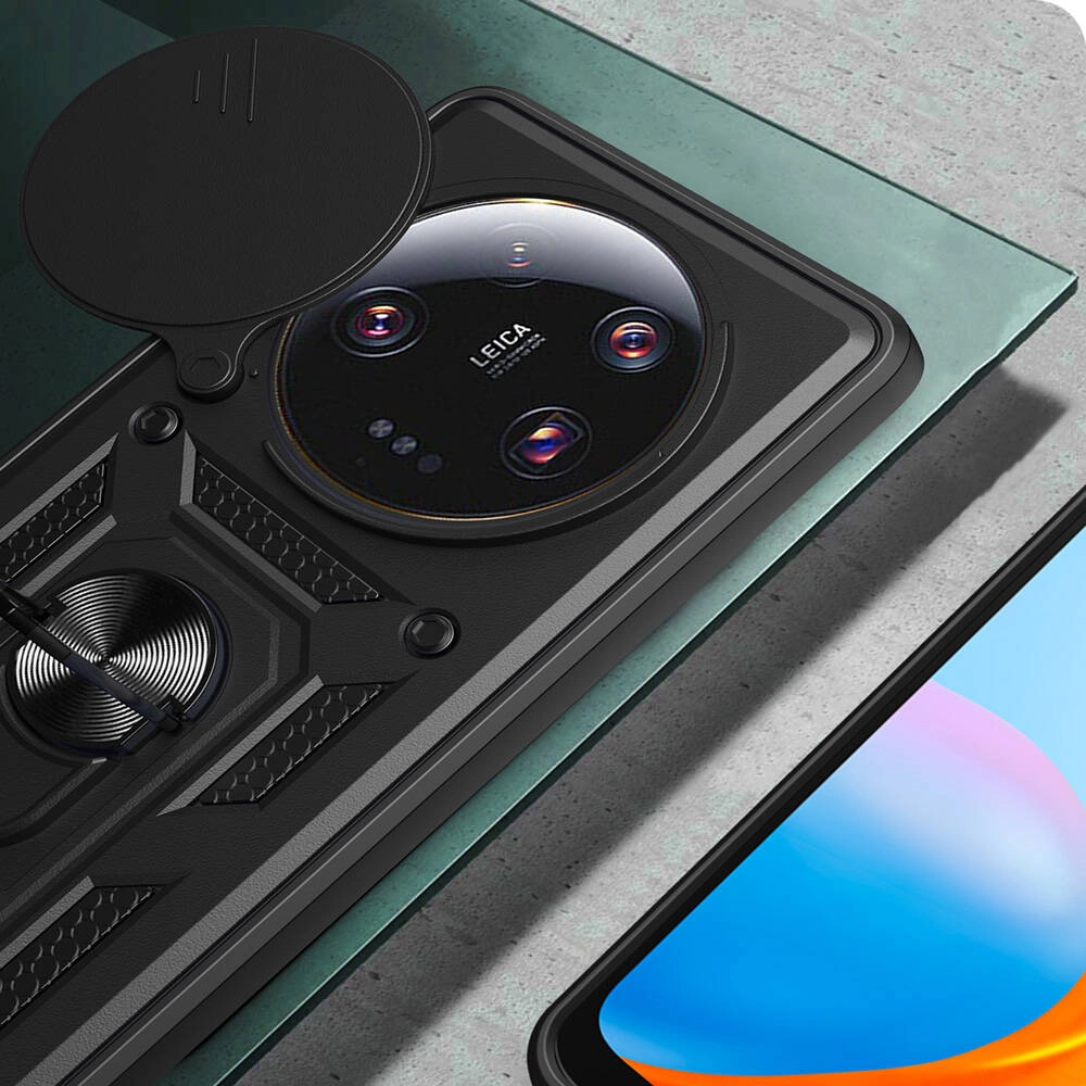 Xiaomi Uyumlu  Mi 13 Ultra Kılıf Magnetik Standlı Kamera Korumalı Zore Sürgülü Vega Kapak
