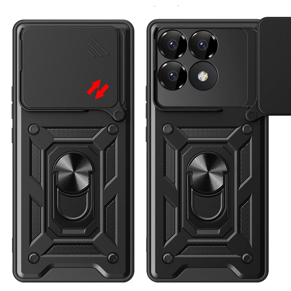 Xiaomi Uyumlu  Poco F6 Pro Kılıf Magnetik Standlı Kamera Korumalı Zore Sürgülü Vega Kapak