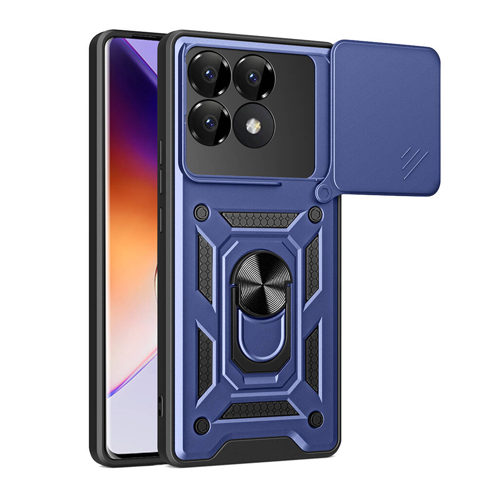 Xiaomi Uyumlu  Poco F6 Pro Kılıf Magnetik Standlı Kamera Korumalı Zore Sürgülü Vega Kapak