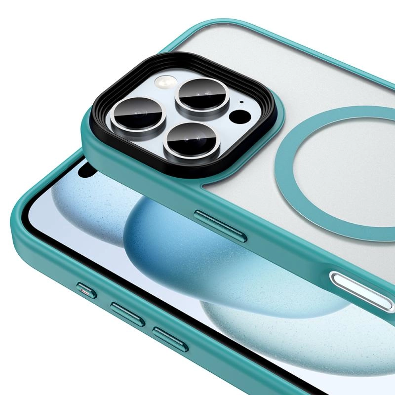 iPhone Uyumlu 16 Pro Kılıf Mat Arka Yüzey Wireless Şarj Özellikli Zore Flet M-safe Kapak