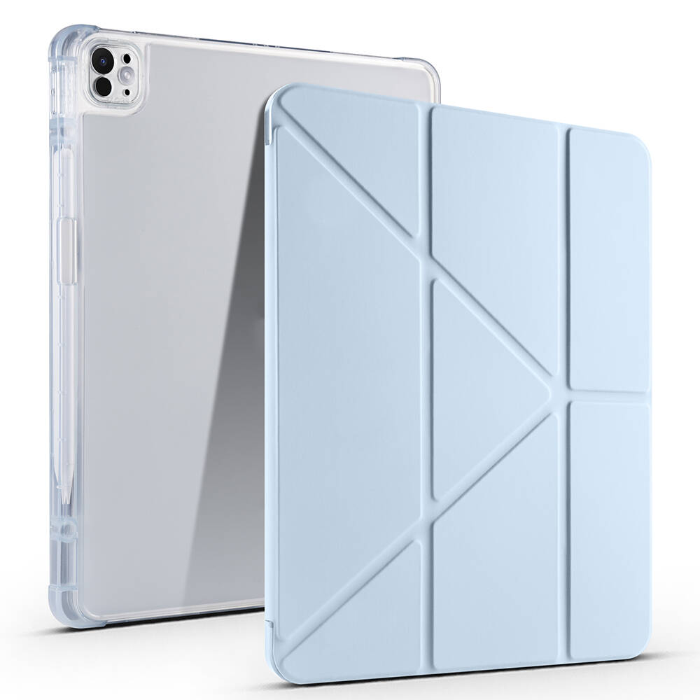 iPad Uyumlu Air 13 2024 Kılıf Zore Tri Folding Kalem Bölmeli Standlı Kılıf-Mavi