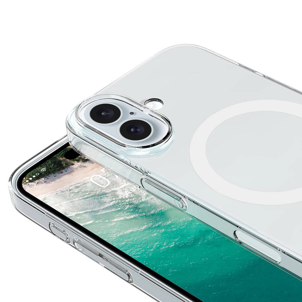 iPhone Uyumlu 16 Plus Kılıf Zore M-safe Şarj Özellikli Şeffaf Tek Kamera Çerçeveli Porto Kapak