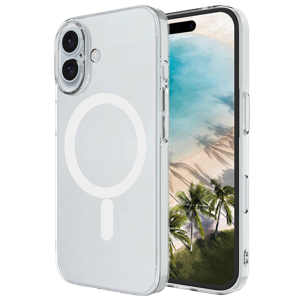 iPhone Uyumlu 16 Plus Kılıf Zore M-safe Şarj Özellikli Şeffaf Tek Kamera Çerçeveli Porto Kapak