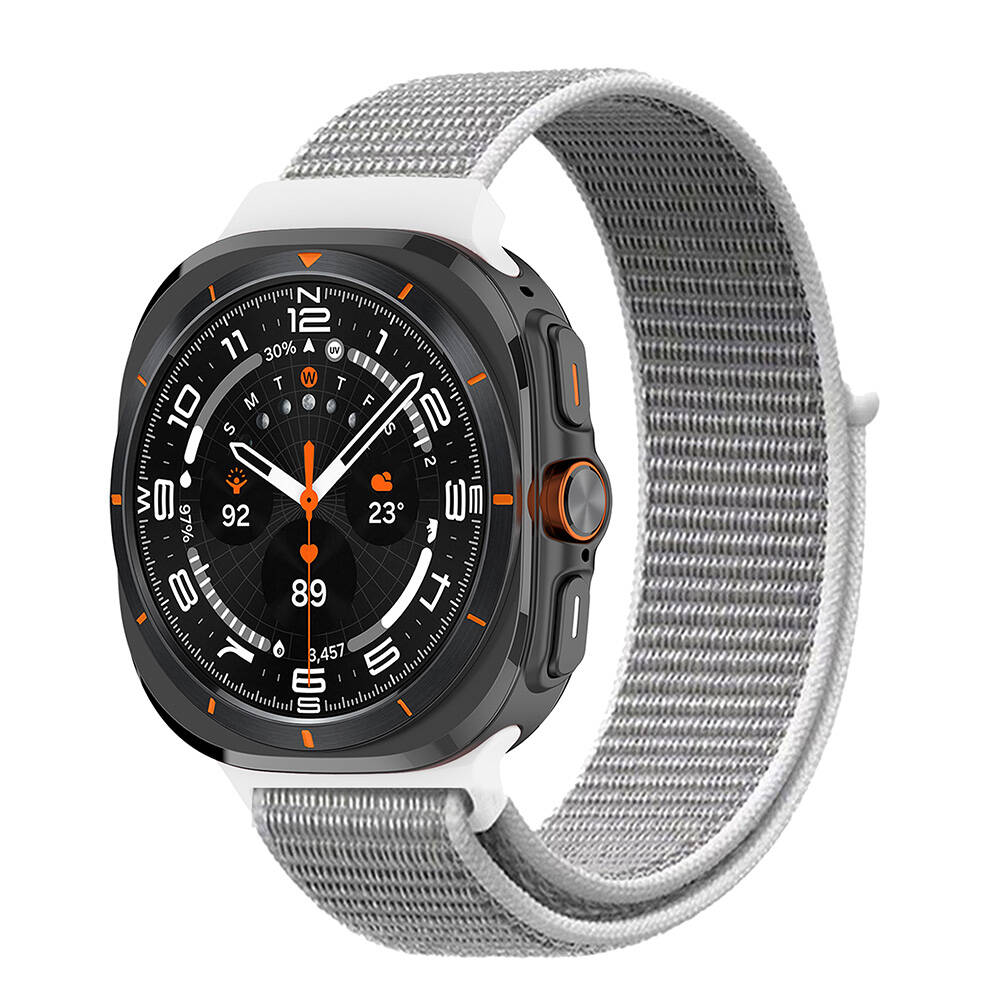 ​​Galaxy Uyumlu Watch Ultra 47mm Zore KRD-03 Hasır Kordon-Beyaz
