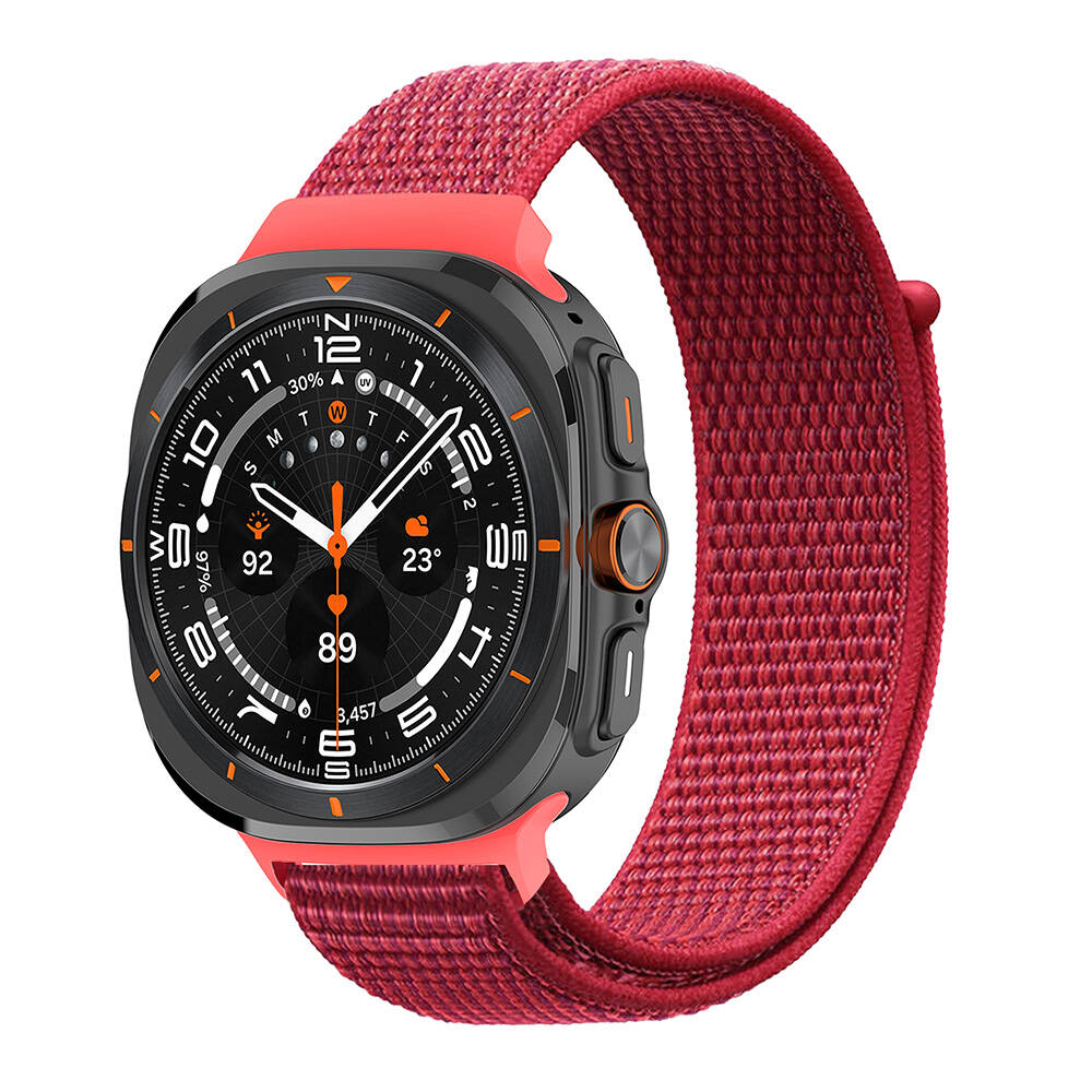 ​​Galaxy Uyumlu Watch Ultra 47mm Zore KRD-03 Hasır Kordon-Kırmızı