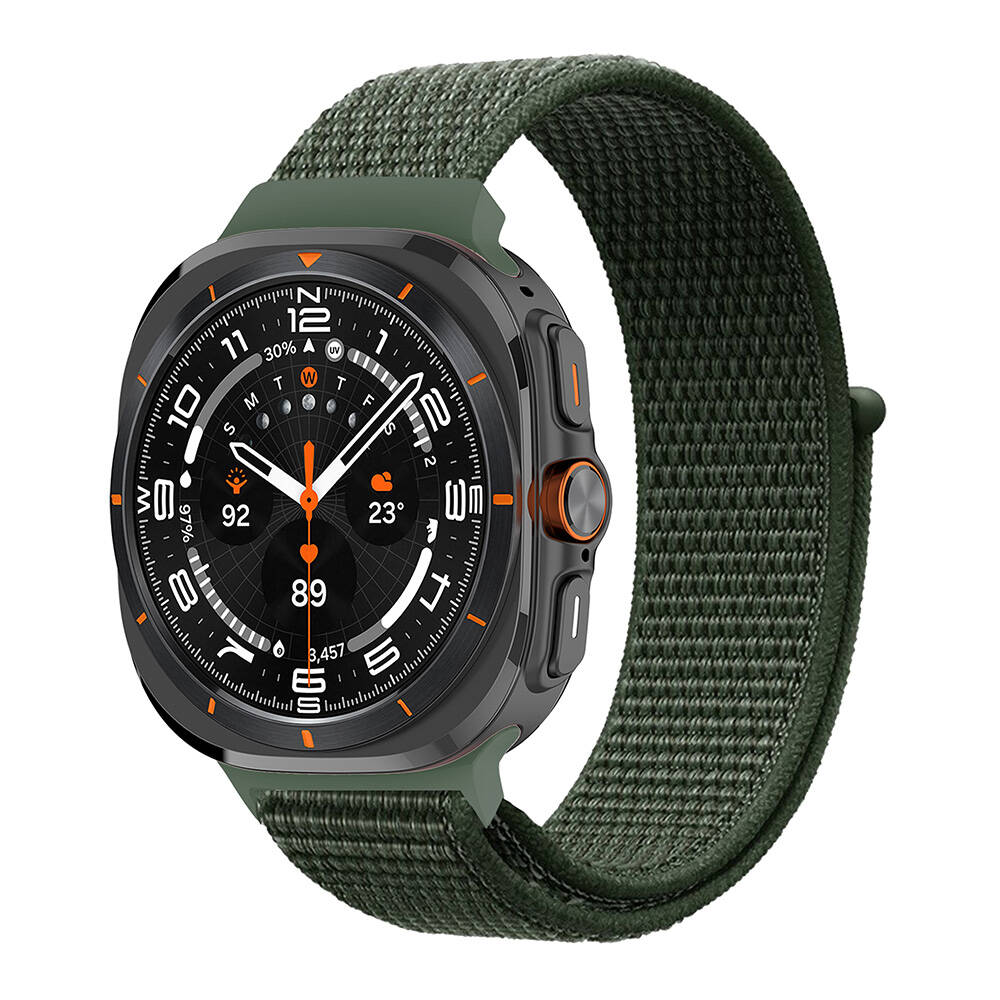 ​​Galaxy Uyumlu Watch Ultra 47mm Zore KRD-03 Hasır Kordon-Koyu yeşil