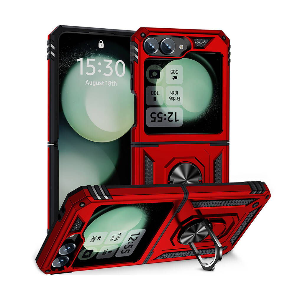 Galaxy Uyumlu Z Flip 6 Kılıf Zore Vega Kapak-Kırmızı