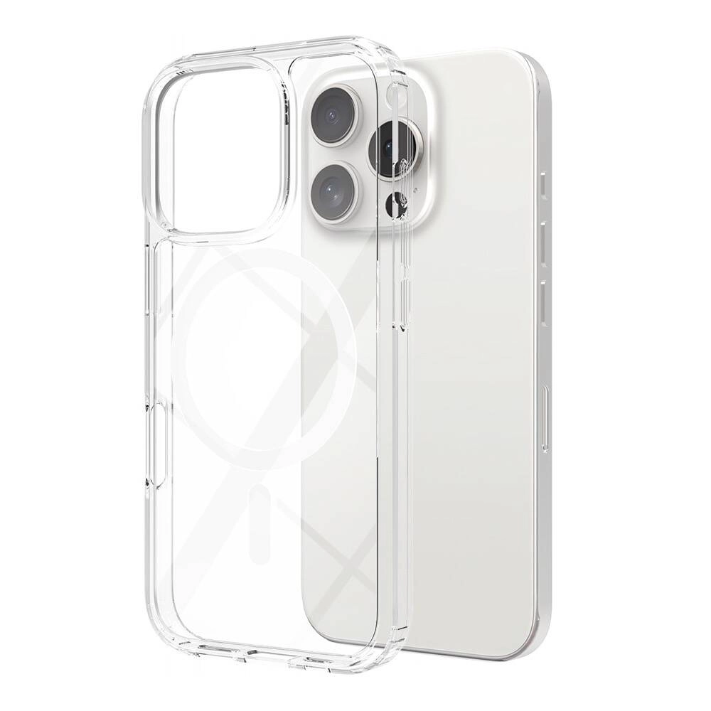 iPhone Uyumlu 16 Pro Max Kılıf M-safe Şarj Özellikli Şeffaf Sert PC Zore Embos Kapak