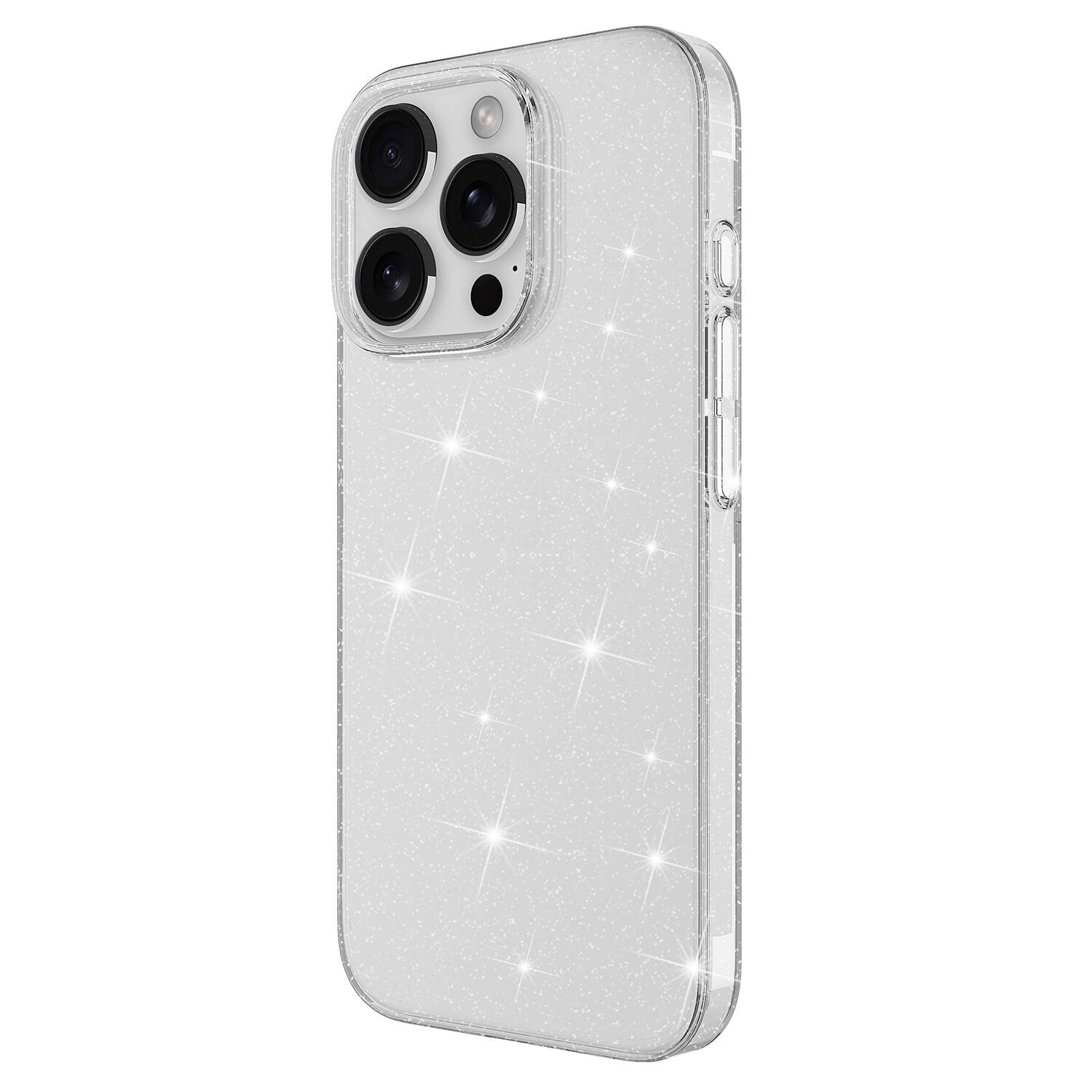 iPhone Uyumlu 16 Pro Max Kılıf Parlayan Simli Şeffaf Zore Redos Kapak