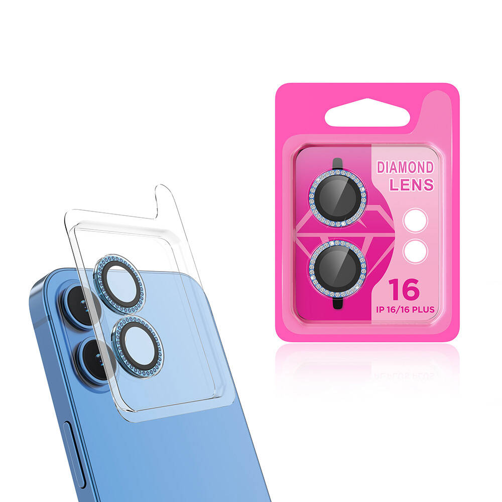 iPhone Uyumlu 16 Plus Zore CL-06 Kamera Lens Koruyucu-Mavi açık
