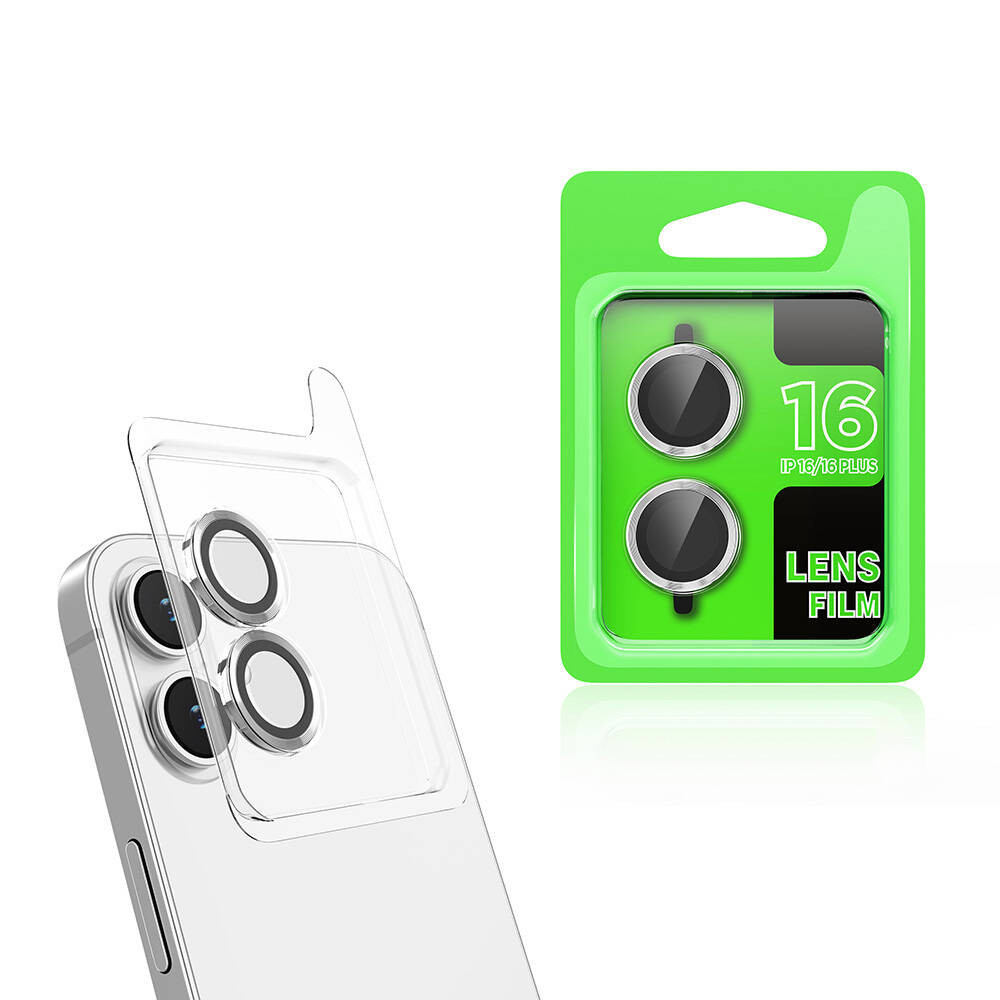 iPhone Uyumlu 16 Plus Zore CL-07 Kamera Lens Koruyucu-Gümüş