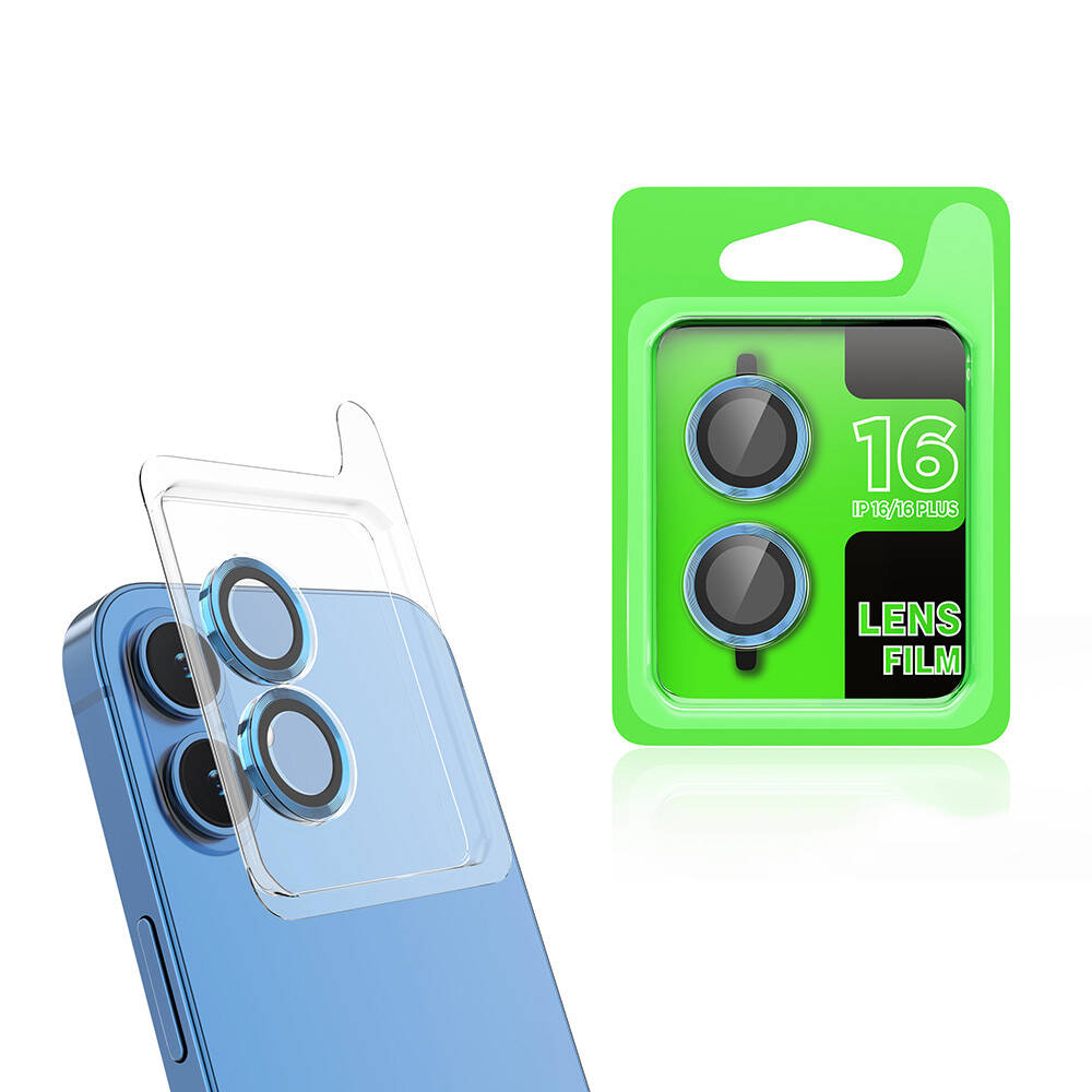 iPhone Uyumlu 16 Plus Zore CL-07 Kamera Lens Koruyucu-Mavi açık