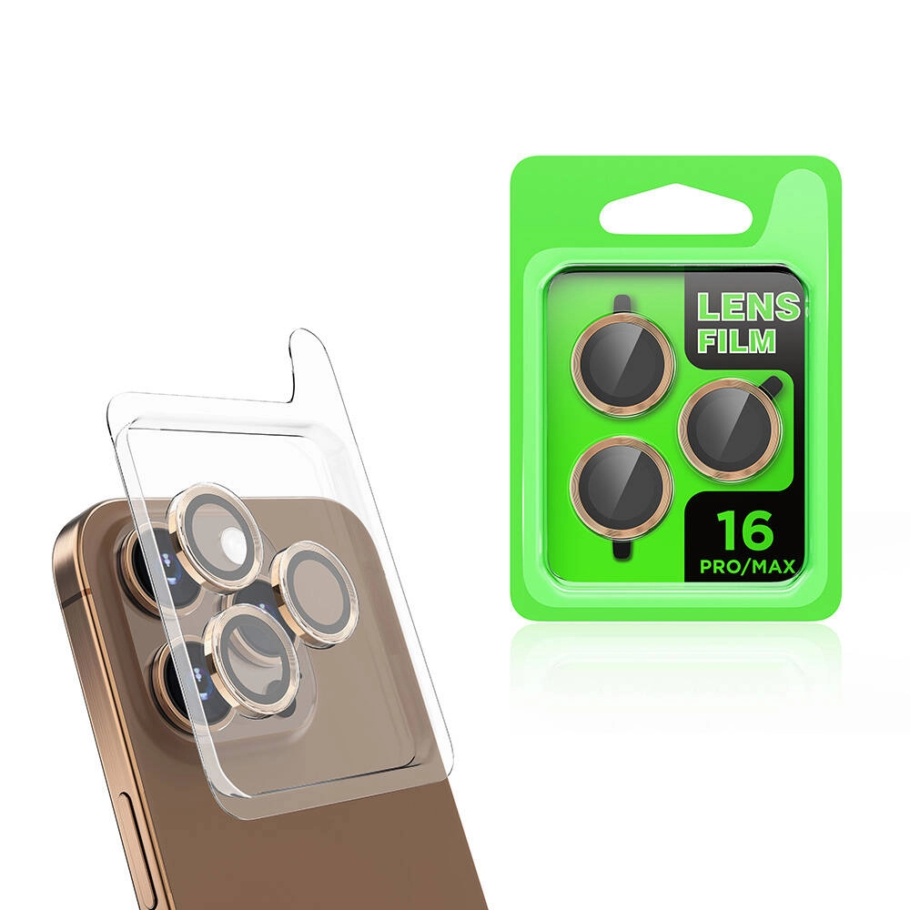 iPhone Uyumlu 16 Pro Max Zore CL-07 Kamera Lens Koruyucu-Gold