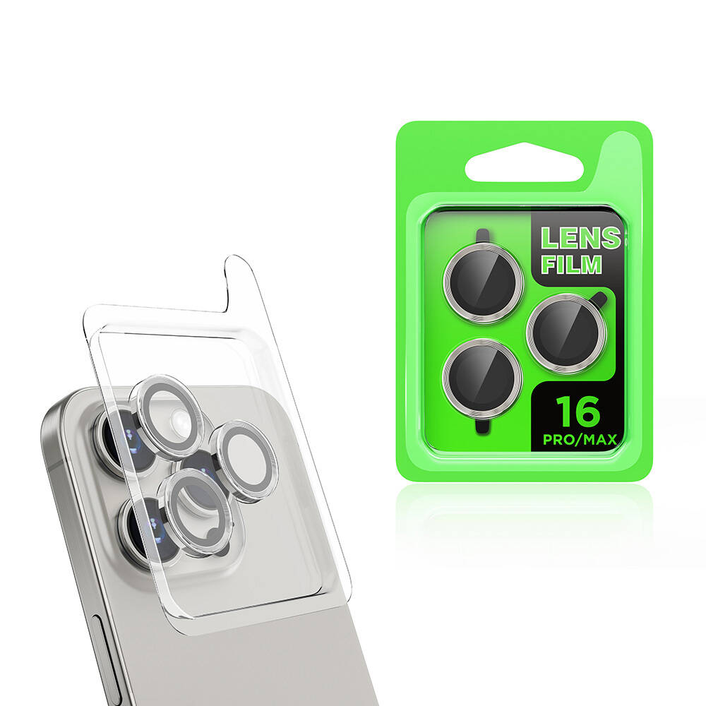 iPhone Uyumlu 16 Pro Max Zore CL-07 Kamera Lens Koruyucu-Titanyum-gri