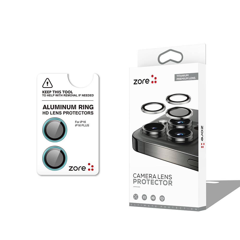 iPhone Uyumlu 16 Plus Zore CL-12 Premium Safir Parmak İzi Bırakmayan Anti-Reflective Kamera Lens Koruyucu-Açık yeşil