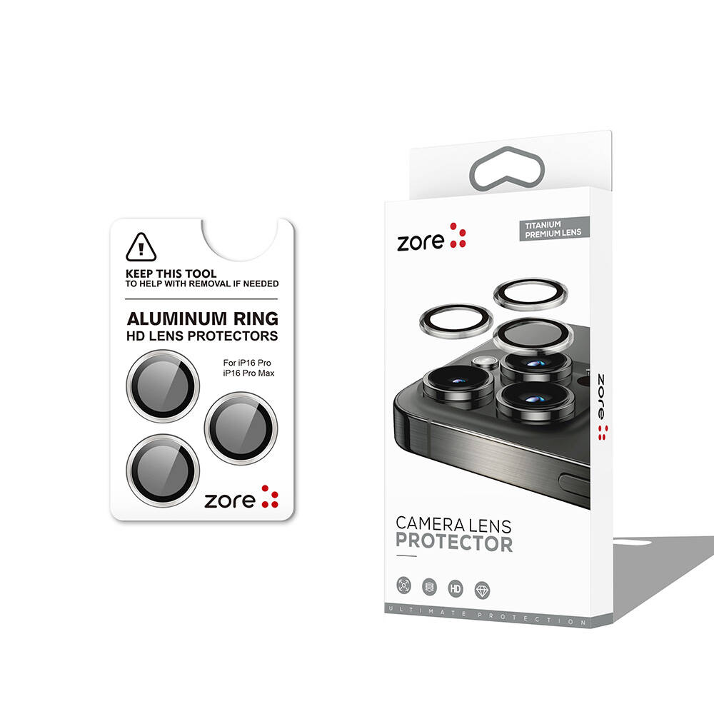 iPhone Uyumlu 16 Pro Zore CL-12 Premium Safir Parmak İzi Bırakmayan Anti-Reflective Kamera Lens Koruyucu-Gümüş