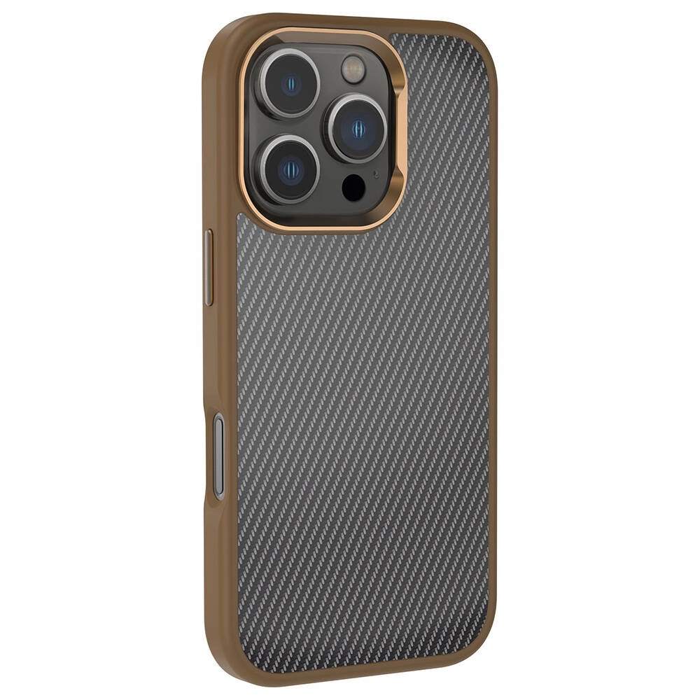 iPhone Uyumlu 16 Pro Max Kılıf Karbon Fiber Görünümlü Parlak Kamera Çerçeveli Zore Venus Kapak