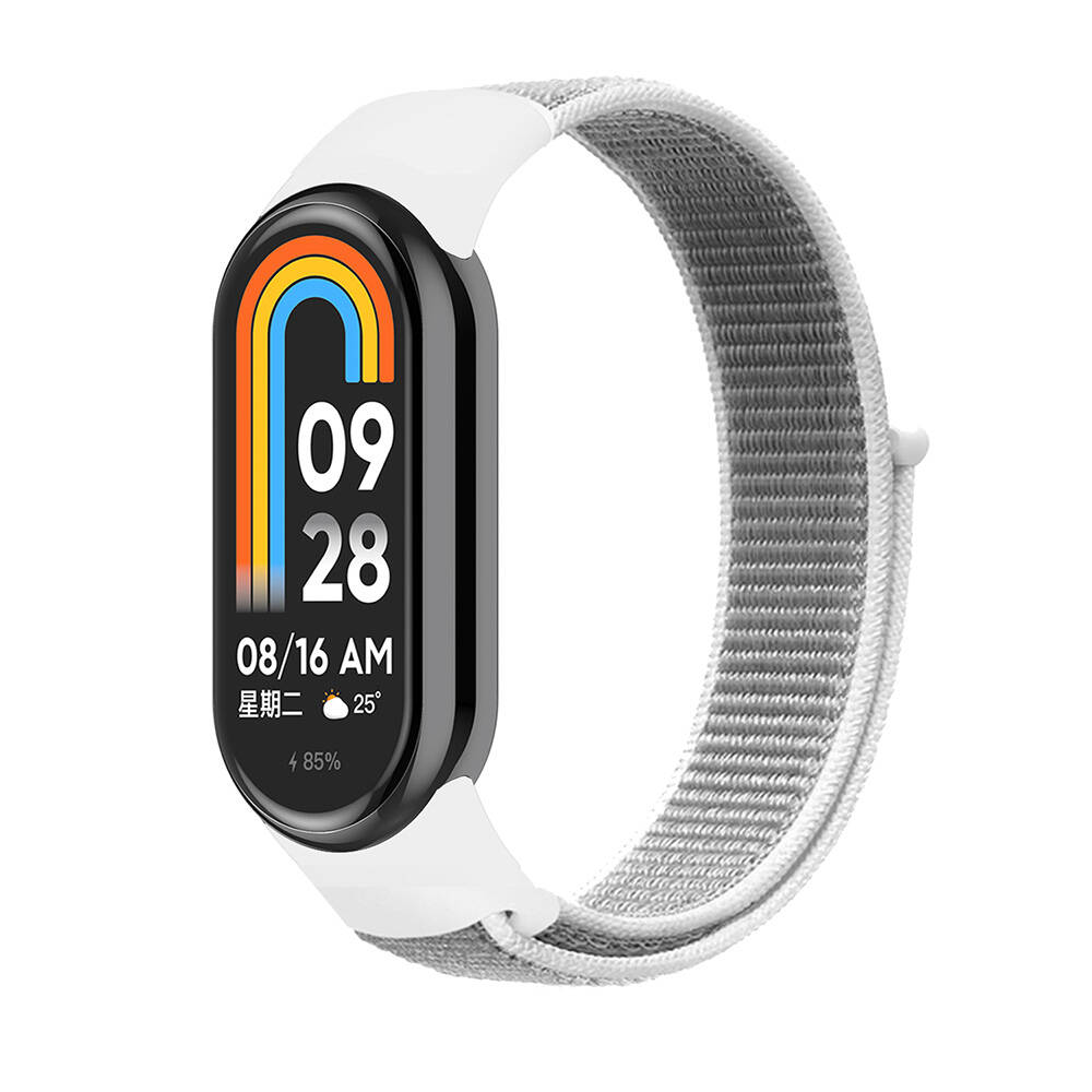 Xiaomi Uyumlu  Mi Band 8 Zore KRD-03 Hasır Kordon-Beyaz