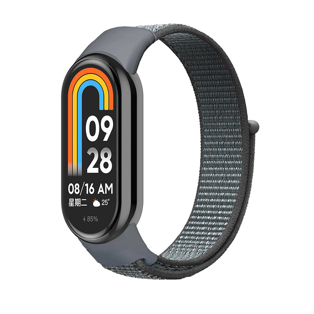 Xiaomi Uyumlu  Mi Band 9 Zore KRD-03 Hasır Kordon-Gri